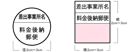 料金後納郵便表示のサイズ