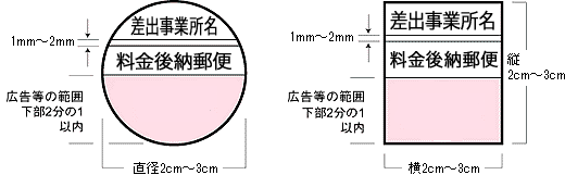 料金後納郵便（特特割）の表示サイズ